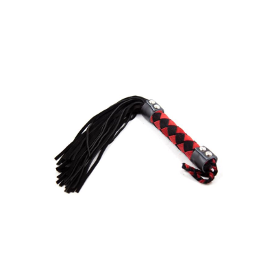 15 Inch Suede Leather Flogger Whip Black Red PC75010BR 802991612176 Detail