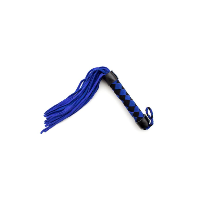 15 Inch Suede Leather Flogger Whip Blue Black PC75010BL 802991612190 Detail