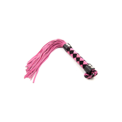 15 Inch Suede Leather Flogger Whip Pink Black PC75010P 802991612541 Detail