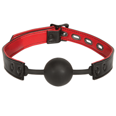 Kink - Kink Leather and Silicone Ball Gag Black and Red - 2404-30-BU