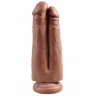 King Cock 7 in. Two Cocks One Hole - Tan - King Cock - PD5550-22 - 603912750669