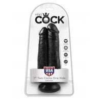 King Cock 7 in. Two Cocks One Hole - Black - King Cock - PD5550-23 - 603912750676