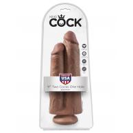 King Cock 9 in. Two Cocks One Hole - Tan - King Cock - PD5551-22 - 603912750706