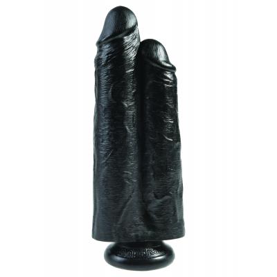 King Cock 9 in. Two Cocks One Hole - Black - King Cock - PD5551-23 - 603912750713