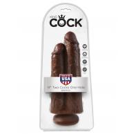 King Cock 9 in. Two Cocks One Hole - Brown - King Cock - PD5551-29 - 603912750720