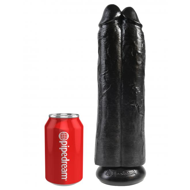 King Cock 11 in. Two Cocks One Hole - Black - King Cock - PD5552-23 - 603912750751