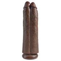 King Cock 11 in. Two Cocks One Hole - Brown - King Cock - PD5552-29 - 603912750768