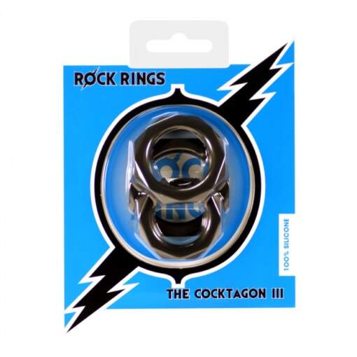 ABS Holdings Rock Rings Cocktagon III Cock Ring 3 Pack Black K0012B10PTCS 5060365094675
