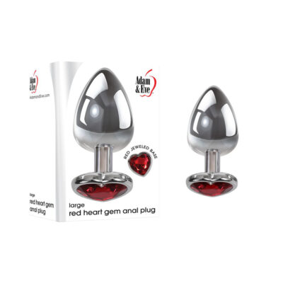 Adam and Eve Red Heart Gem Anal Plug Large Silver Red AE WF 8126 2 844477018126 Multiview