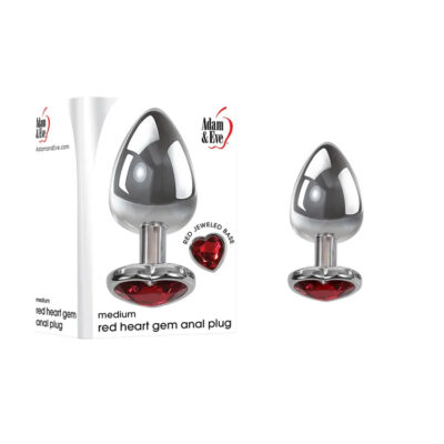 Adam and Eve Red Heart Gem Anal Plug Medium Silver Red AE WF 8119 2 844477018119 Multiview