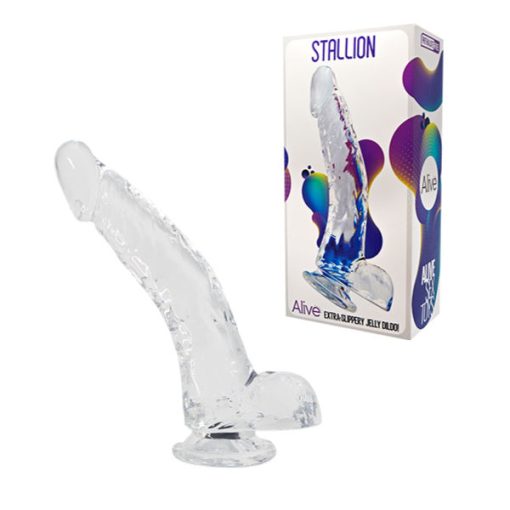 Alive Toys Stallion 8 point 5 inch Dong with Balls Clear ALV20670 8433345206707 Multiview