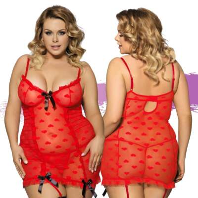 Ashella Lingerie Sara Babydoll and G String Set Red Queen Size ASH029 9354434001296 Multiview