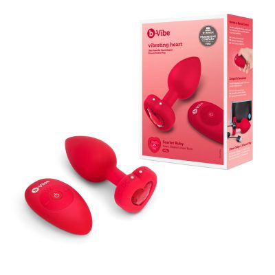 B Vibe Wireless Remote Vibrating Heart shaped Gem Anal Plug Medium Large Scarlet Ruby BV 051RED 4890808271001 Multiview