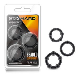 Stay Hard Beaded Cockrings - Black - BL-00015