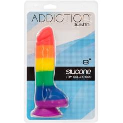 BMS Addiction Justin 8 inch Dildo with Balls Pride Colours 87601 2 677613876010 Boxview