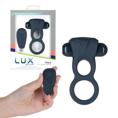 BMS Lux Active Triad Wireless Remote Vibrating Dual Cock Ring Navy Blue 46925 677613469250 Multiview