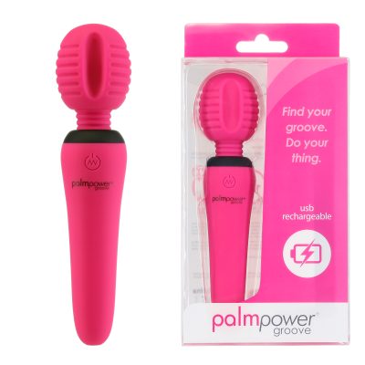 BMS PalmPower Groove Compact USB Rechargeable Wand Massager Pink 33028 677613330284 Multiview