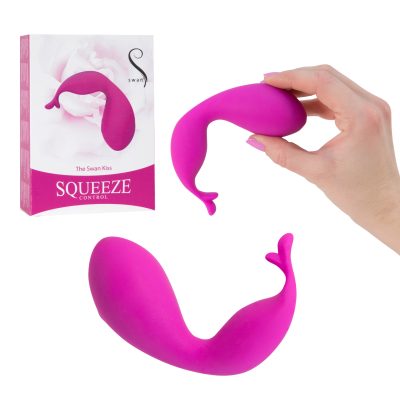 BMS Swan Squeeze The Swan Kiss Squeezable Vibrator Pink 94016 677613940162 Multiview