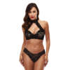 Baci Lingerie Lace Halter Bikini Set Black 3166-BLK