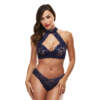 Baci Lingerie Lace Halter Bikini Set Blue 3166-BLU