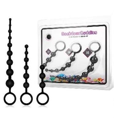 Backdoor Buddies 3pc Silicone Anal Beads Training Kit Black BDB 01 4890808207529 Multiview