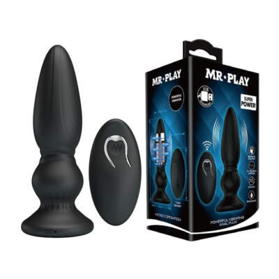 Baile Mr Play Rechargeable Beaded Base Wireless Remote Vibrating Butt Plug Black BI 040086W MR 6959532332377 Multiview