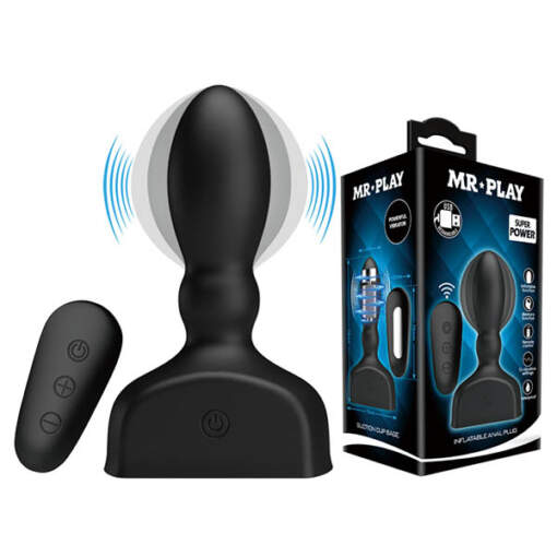 Baile Mr Play Remote Controlled Rechargeable Inflatable Vibrating Anal Plug Black BI 040066W MR 6959532331844 Multiview