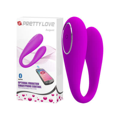 Baile Pretty Love August Rechargeable C Shaped Couples Vibrator with Smartphone Control Purple BI 014582HP 6959532321265 Multiview