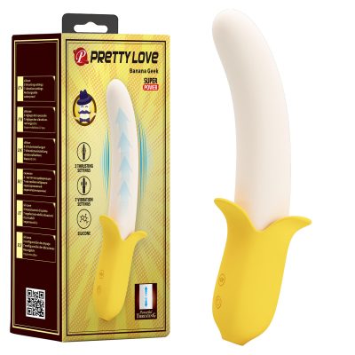 Baile Pretty Love Banana Geek Thrusting Banana shaped Vibrator Yellow White BI 014957 6959532327205 Multiview
