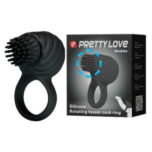 Baile Pretty Love Hedda Rechargeable Silicone Rotating Teaser Cock Ring Large Nubs Black BI 014408 1 6959532318197 Multiview