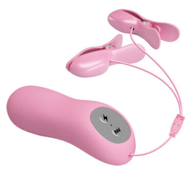 Baile Romantic Wave Electro Stimulation Vibrating Nipple Clamps Pink BI 014648 6959532322569 Detail