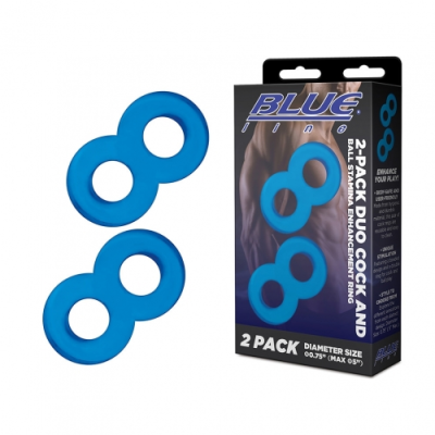 Blueline 2 Pack Duo Cock And Ball Stamina Enhancement Ring Blue BLM4026BLU 4890808264607 Multiview