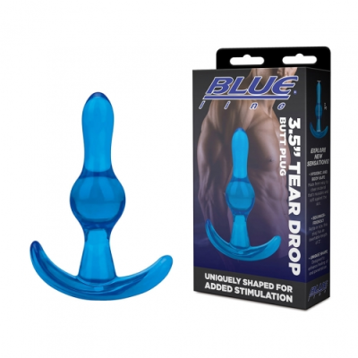 Blueline 3 Point 5 Inch Tear Drop Butt Plug Blue BLM4034BLU 4890808264713 Multiview