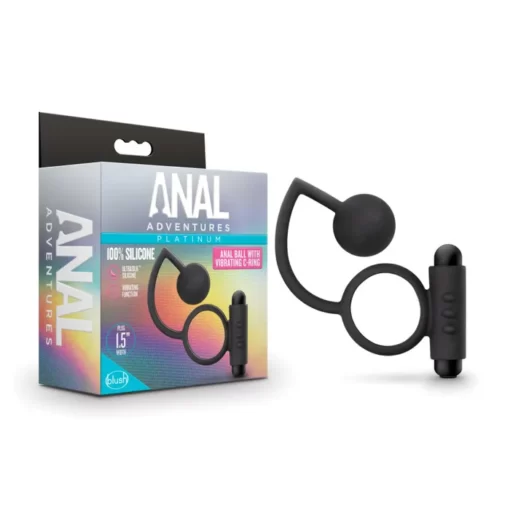 Blush Anal Adventures Anal Ball with Vibrating C Ring Black BL 01705 819835026501 Multiview