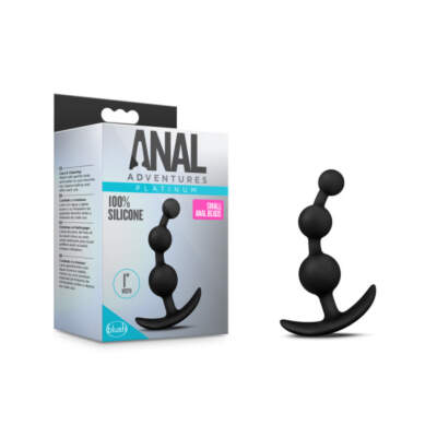 Blush Anal Adventures Platinum Silicone Small Anal Beads Black BL 10695 819835025993 Multiview