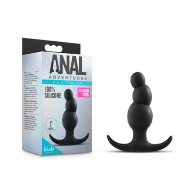 Blush Anal Adventures Platinum Silicone Stacked Plug Black BL 18525 819835025832 Multiview