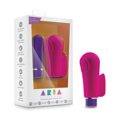 Blush Aria Mi Vibe Rechargeable Bullet and Finger Sleeve Kit Pink BL 12120 819835020172 Multiview
