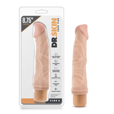 Blush Dr Skin Cock Vibe 6 Vibrating 8 point 75 inch Penis Vibrator Light Flesh BL11313 735380113131 Multiview