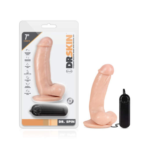 Blush Dr Skin Dr Spin 7 Inch Gyrating Realistic Dong with Balls Light Flesh BL 18433 819835023494 Multiview