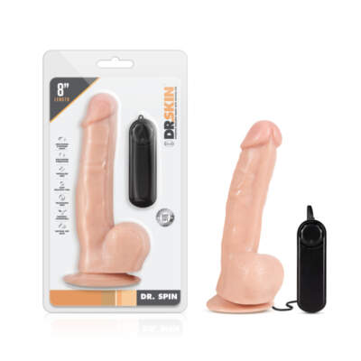Blush Dr Skin Dr Spin 8 Inch Gyrating Realistic Dong with Balls Light Flesh BL 18713 819835023487 Multiview