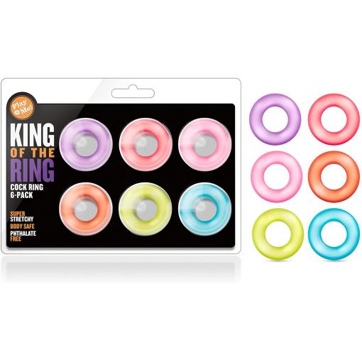 Blush King Of the Ring Cock Ring 6 Pack Coloured BL 93652 853858007215 Multiview