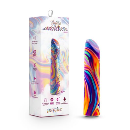 Blush Limited Addiction Psyche 4 Inch Bullet Vibrator Rainbow Psychedelic Tie Dye BL 27511 819835028819 Multiview