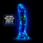 Blush Neo Elite Hanky Panky 6 Inch Wavy Dildo Clear Confetti Glow in the Dark BL 88269 819835029786 Glow Detail
