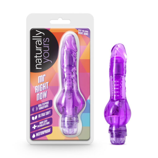 Blush Novelties Naturally Yours Mr Right Now Penis Vibrator Purple BL 52801 735380528010 Multiview