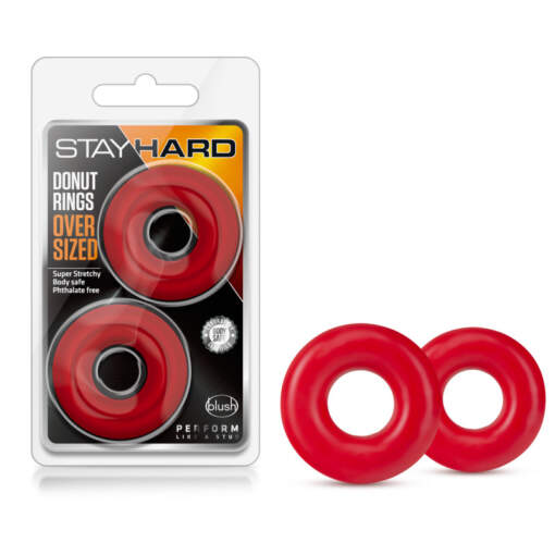 Blush Novelties Stay Hard Donut Rings Oversized 2 Pack Red BL 00988 850002870251 Multiview