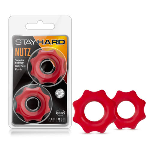 Blush Novelties Stay Hard Nutz 2 Pack Spur Shape Cock RIngs Red BL 09998 850002870268 Multiview