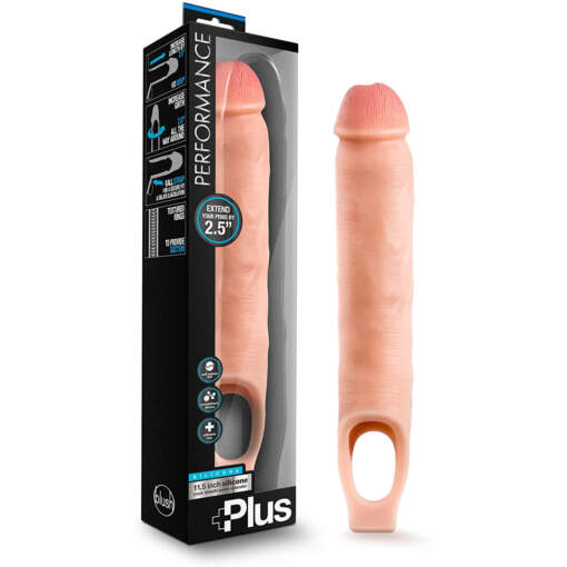 Blush Performance Plus 11 Inch Penis Sleeve 2 Inch Extension Light Flesh BL 22693 853858007949 Multiview