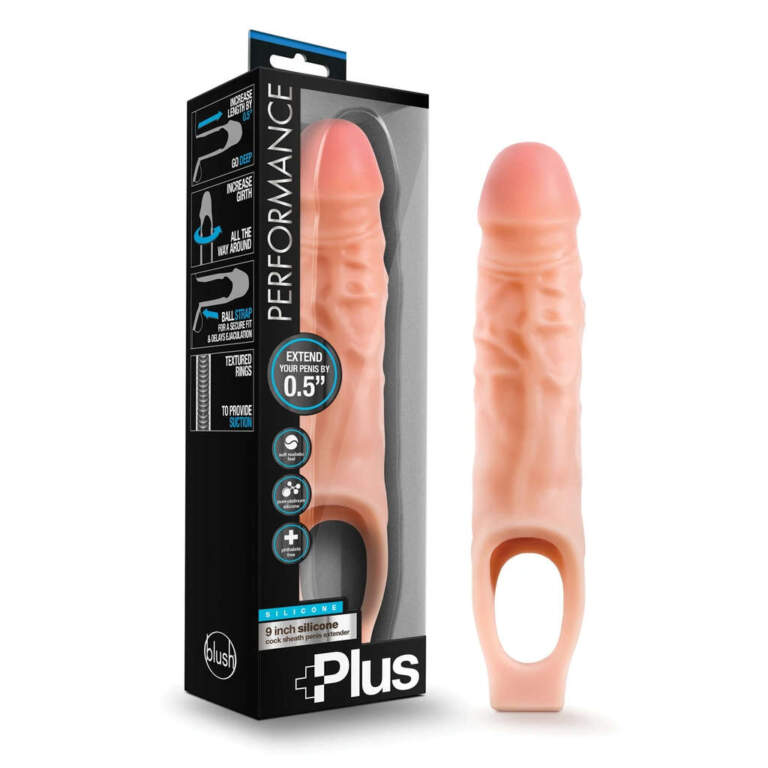 Blush Performance Plus 9 Inch Penis Extender Sleeve Light Flesh BL 22583 853858007963 Multiview