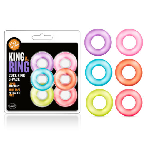 Blush Play with Me King of the Ring 6 Pk Donut Cock Rings Multicolours BL 93652 853858007628 Multiview