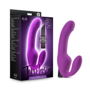 Blush Temptasia Cyrus Vibrating Strapless Strap on Dildo Purple BL81501 819835025054 Multiview